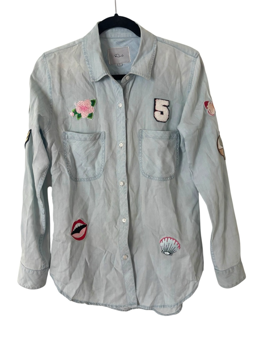 Rails Chambray Patch Button Down Shirt - Picture 2 of 5